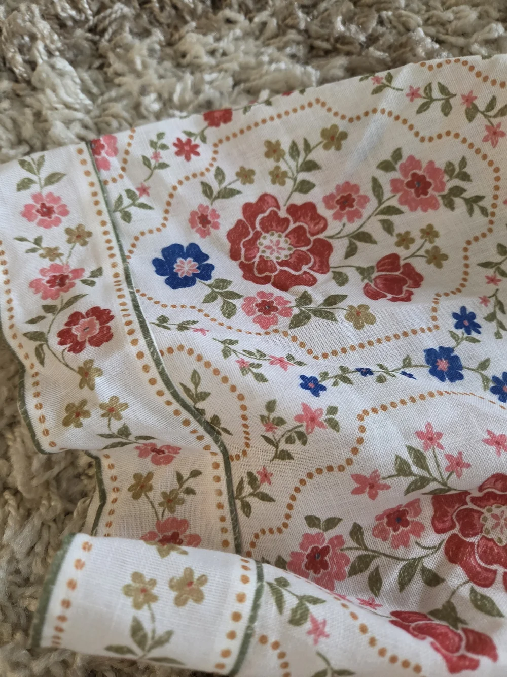 Cream Floral Maxi Dress with Pink & Blue Blooms and Waist Tie - Picture 5 of 6
